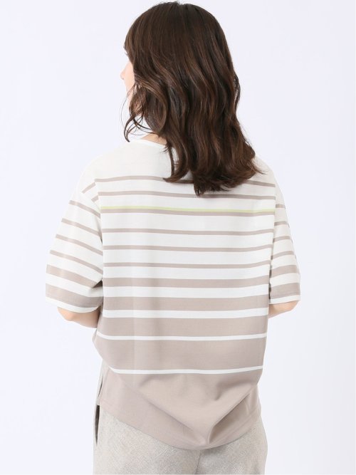 パネルボーダー クルーネック 半袖 プルオーバー