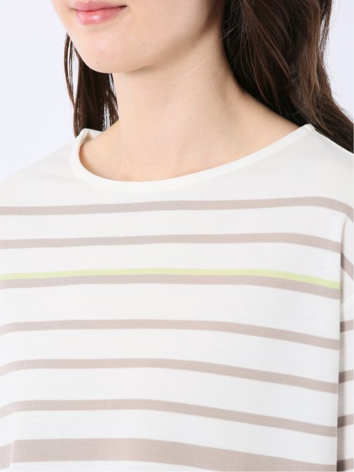 パネルボーダー クルーネック 半袖 プルオーバー