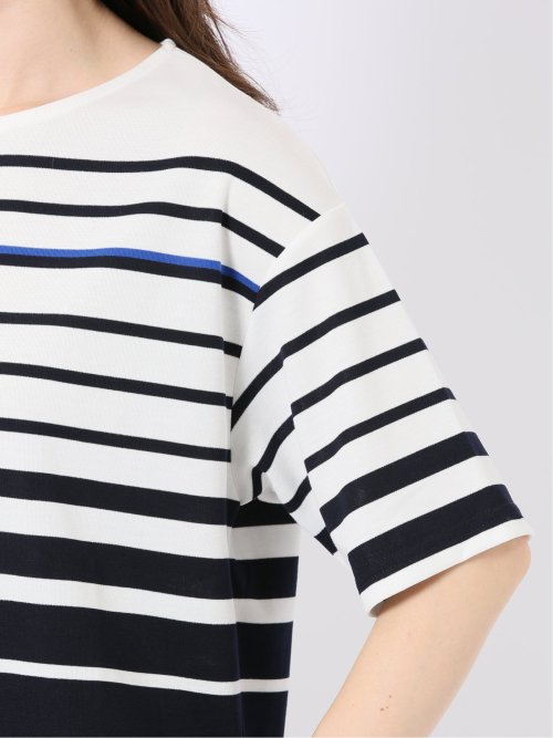 パネルボーダー クルーネック 半袖 プルオーバー