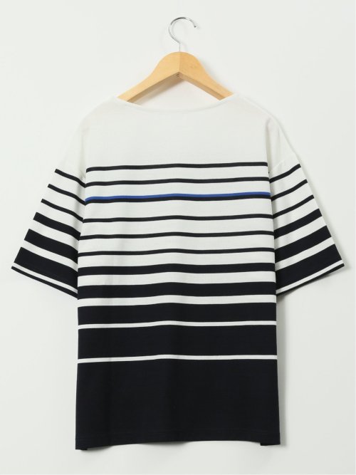 パネルボーダー クルーネック 半袖 プルオーバー