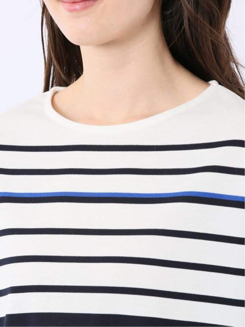 パネルボーダー クルーネック 半袖 プルオーバー