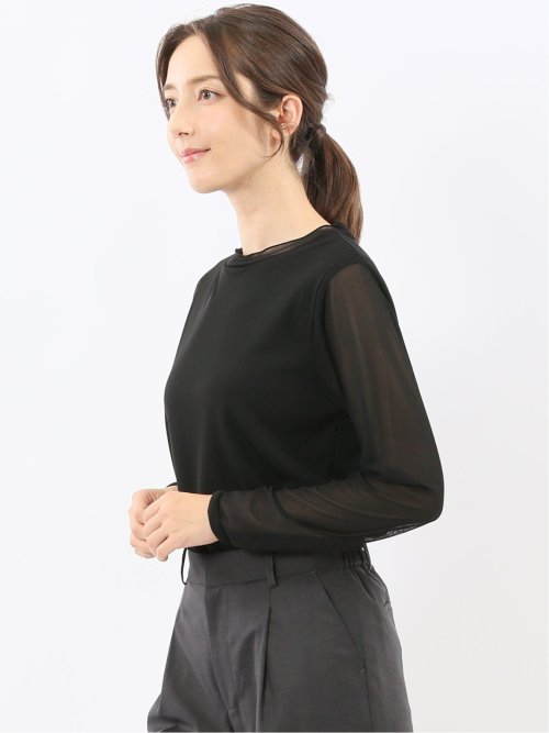 シアー重ね 長袖プルオーバー
