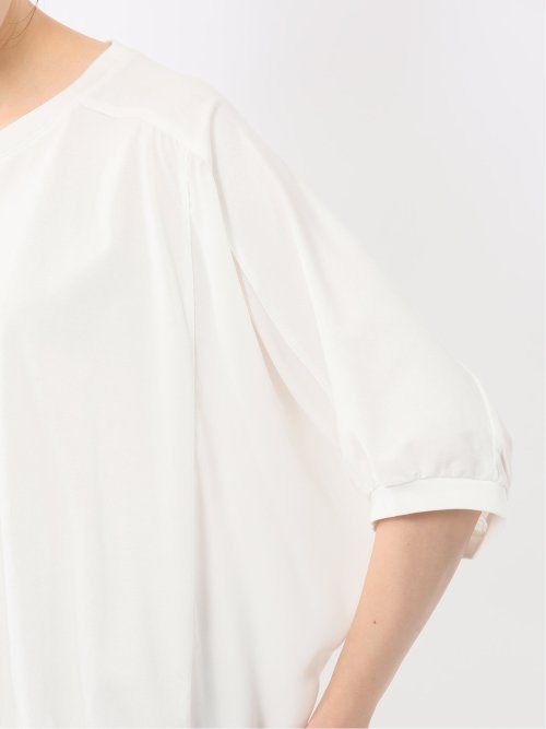 異素材切替 クルーネック ドルマンプルオーバー