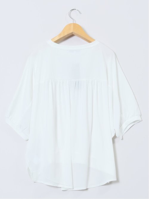 異素材切替 クルーネック ドルマンプルオーバー