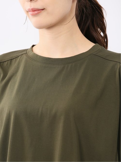 異素材切替 クルーネック ドルマンプルオーバー