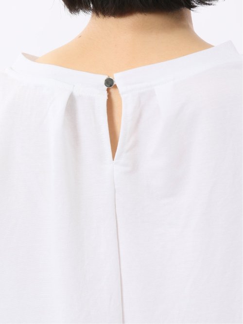 シアー切替 クルーネック 5分袖プルオーバー