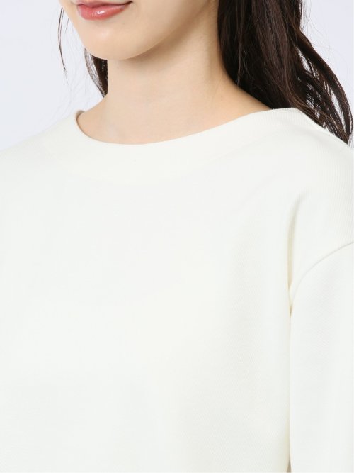 裾プリーツ クルーネック 長袖プルオーバー