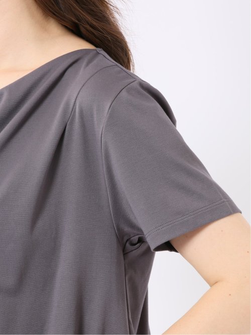 Tシャツ プルオーバー レディース 半袖 ストレッチ 接触冷感 無地 ドレープネック