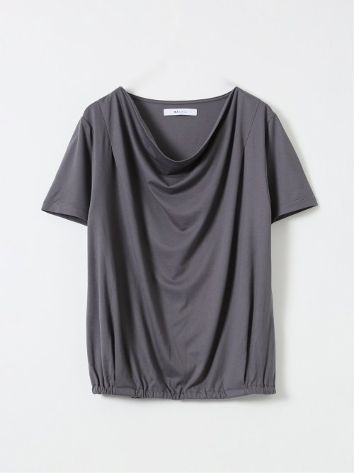 Tシャツ プルオーバー レディース 半袖 ストレッチ 接触冷感 無地 ドレープネック