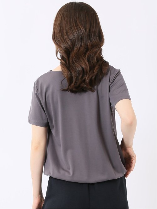 Tシャツ プルオーバー レディース 半袖 ストレッチ 接触冷感 無地 ドレープネック