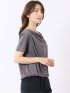 Tシャツ プルオーバー レディース 半袖 ストレッチ 接触冷感 無地 ドレープネック