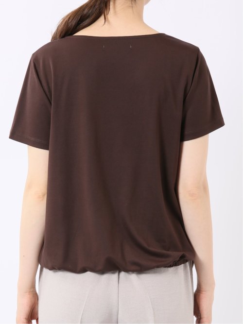 Tシャツ プルオーバー レディース 半袖 ストレッチ 接触冷感 無地 ドレープネック