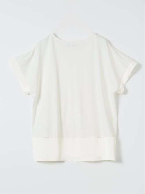 Tシャツ プルオーバー レディース 半袖 ストレッチ 接触冷感 クルーネック サテン 切替