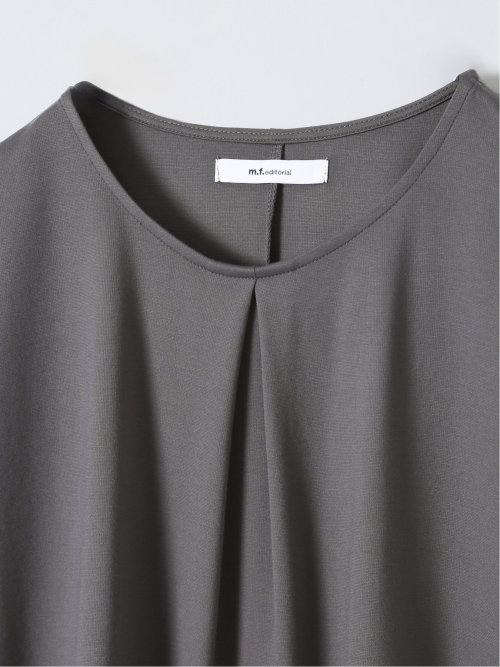 Tシャツ プルオーバー レディース 半袖 ストレッチ 接触冷感 クルーネック サテン 切替
