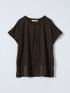 Tシャツ プルオーバー レディース 半袖 ストレッチ 接触冷感 クルーネック サテン 切替