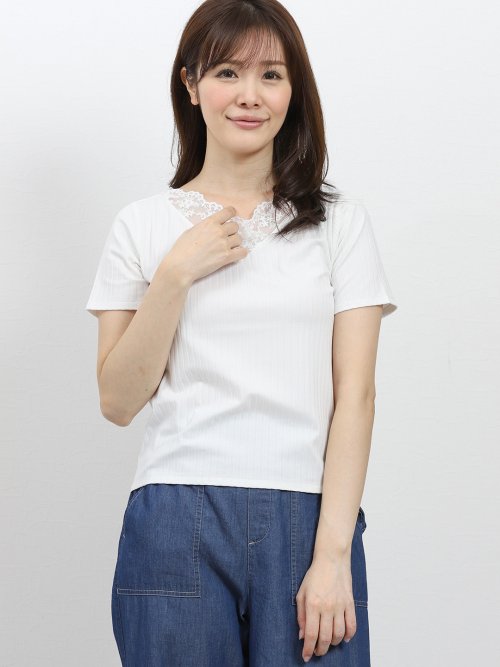 【WEB限定企画商品】エムエフエディトリアルレディース/m.f.editorial:Women　無地＆ボーダー レースリブ半袖プルオーバー （7カラー展開）