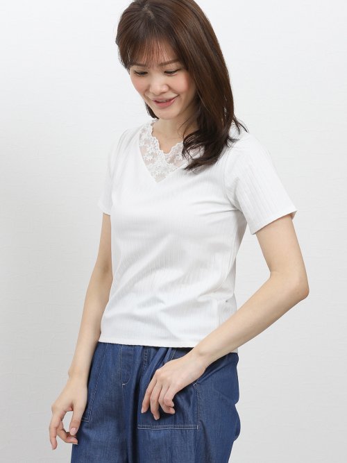 【WEB限定企画商品】エムエフエディトリアルレディース/m.f.editorial:Women　無地＆ボーダー レースリブ半袖プルオーバー （7カラー展開）