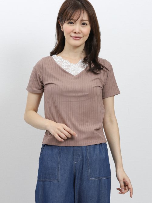 【WEB限定企画商品】エムエフエディトリアルレディース/m.f.editorial:Women　無地＆ボーダー レースリブ半袖プルオーバー （7カラー展開）