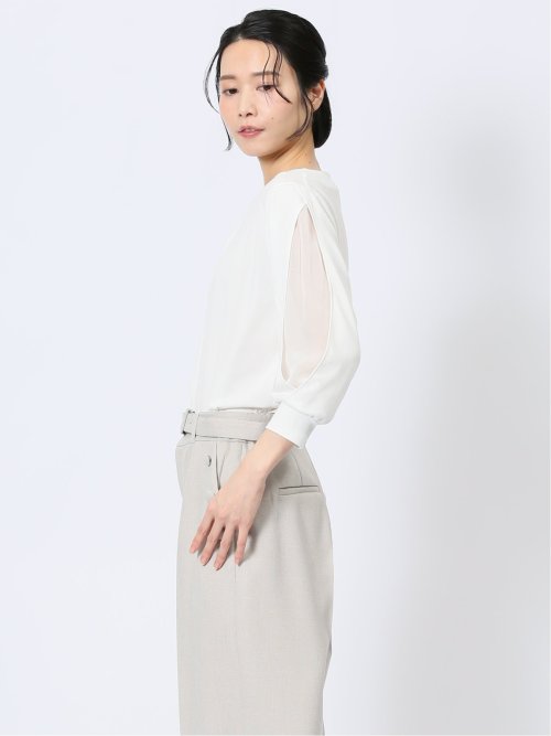 カットジョーゼット 7分袖 クループルオーバー