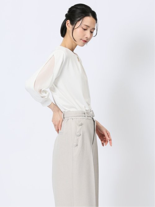 カットジョーゼット 7分袖 クループルオーバー