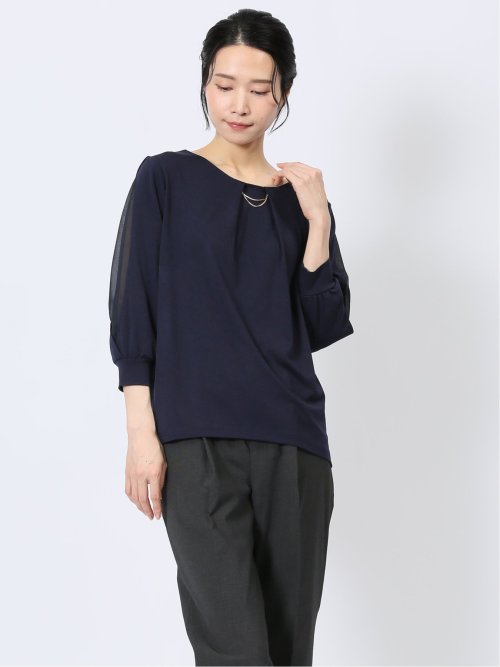 カットジョーゼット 7分袖 クループルオーバー