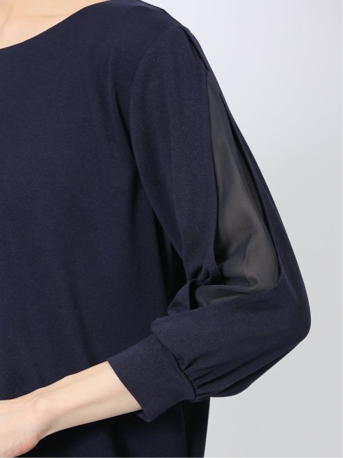 カットジョーゼット 7分袖 クループルオーバー