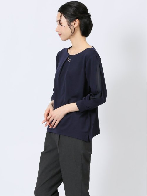 カットジョーゼット 7分袖 クループルオーバー