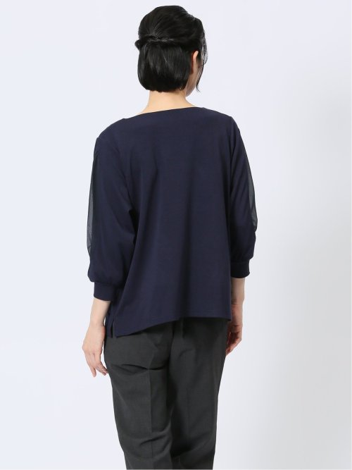 カットジョーゼット 7分袖 クループルオーバー