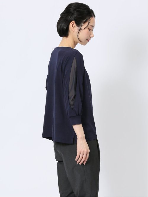 カットジョーゼット 7分袖 クループルオーバー