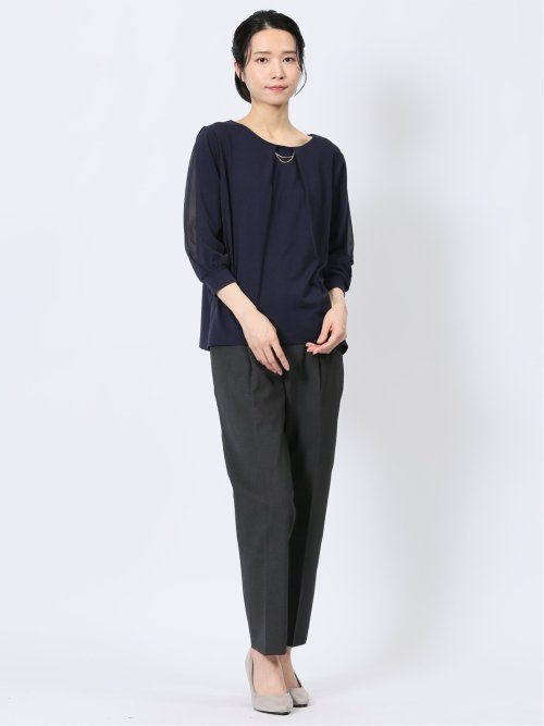 カットジョーゼット 7分袖 クループルオーバー