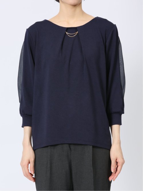 カットジョーゼット 7分袖 クループルオーバー