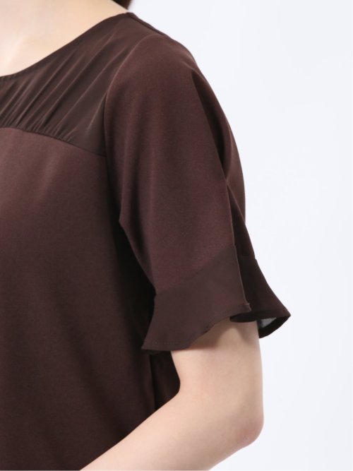 カットジョーゼット 切替 半袖プルオーバー