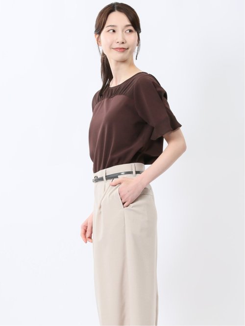 カットジョーゼット 切替 半袖プルオーバー