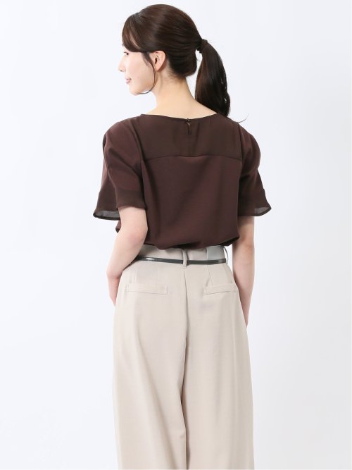 カットジョーゼット 切替 半袖プルオーバー