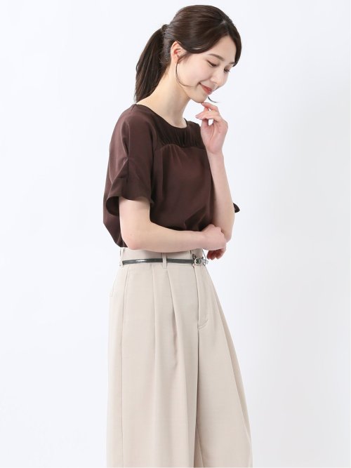 カットジョーゼット 切替 半袖プルオーバー