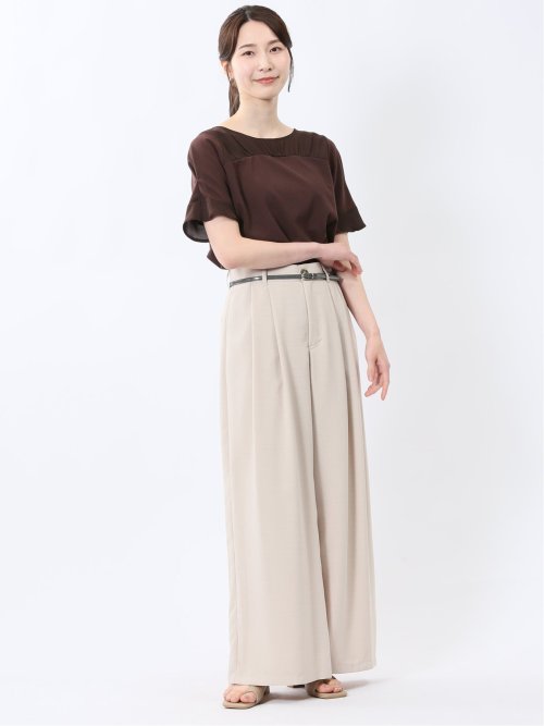 カットジョーゼット 切替 半袖プルオーバー