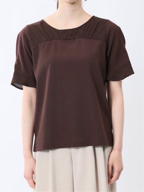 カットジョーゼット 切替 半袖プルオーバー