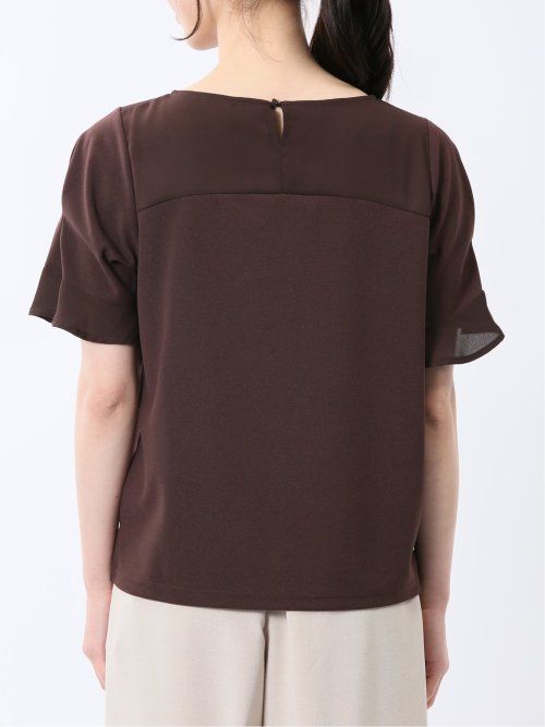 カットジョーゼット 切替 半袖プルオーバー