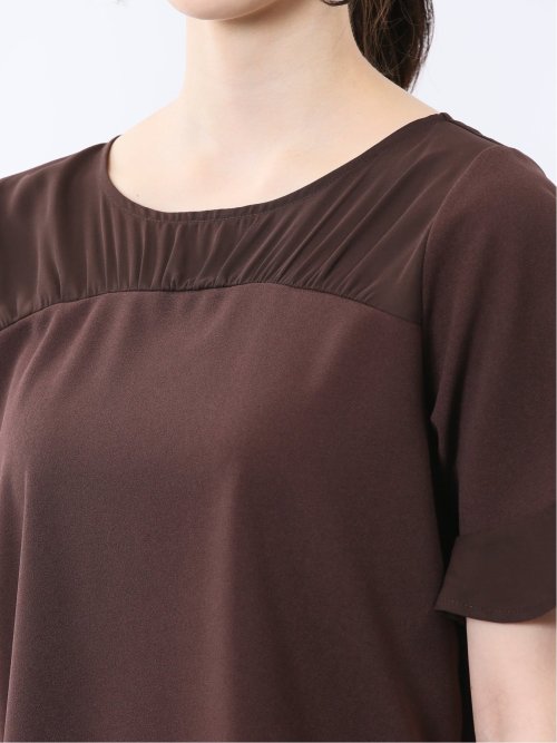 カットジョーゼット 切替 半袖プルオーバー