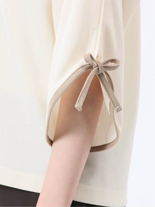 カットジョーゼット 配色 7分袖プルオーバー