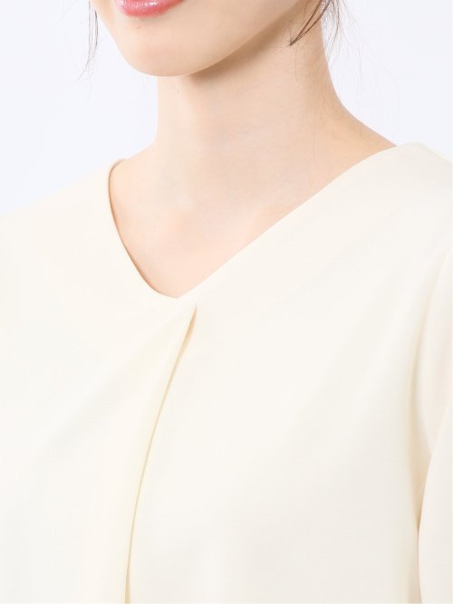 カットジョーゼット 配色 7分袖プルオーバー