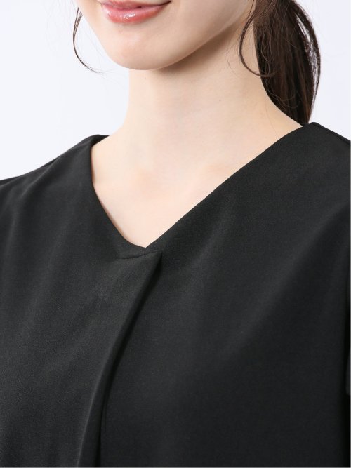 カットジョーゼット 配色 7分袖プルオーバー