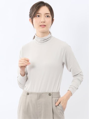吸湿発熱 シアーテレコ タートルネック プルオーバー