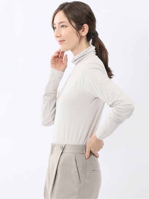 吸湿発熱 シアーテレコ タートルネック プルオーバー