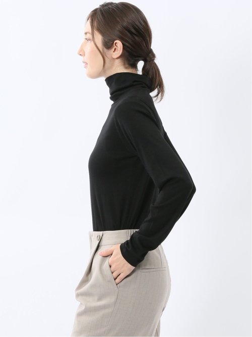 吸湿発熱 シアーテレコ タートルネック プルオーバー