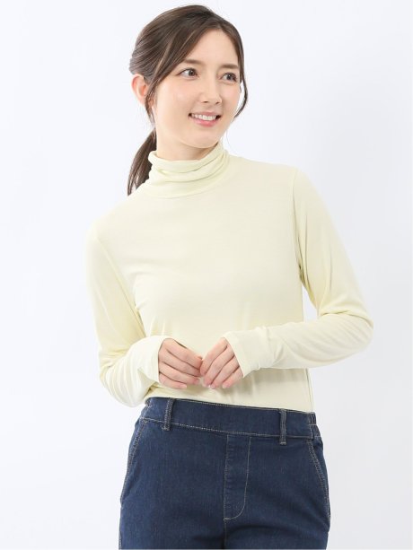 吸湿発熱 シアーテレコ タートルネック プルオーバー