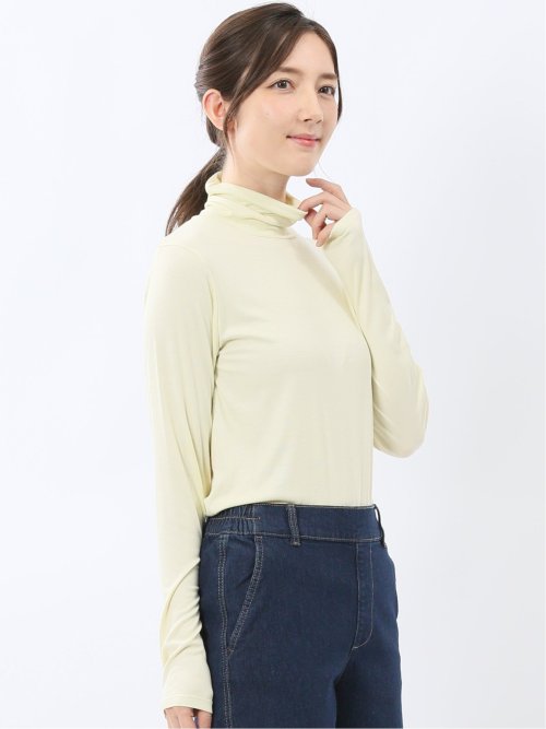 吸湿発熱 シアーテレコ タートルネック プルオーバー