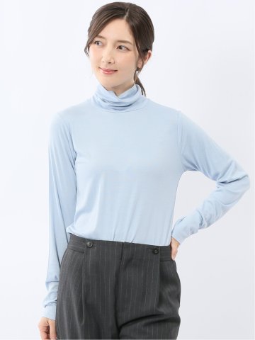 吸湿発熱 シアーテレコ タートルネック プルオーバー