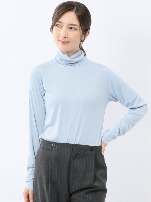 吸湿発熱 シアーテレコ タートルネック プルオーバー