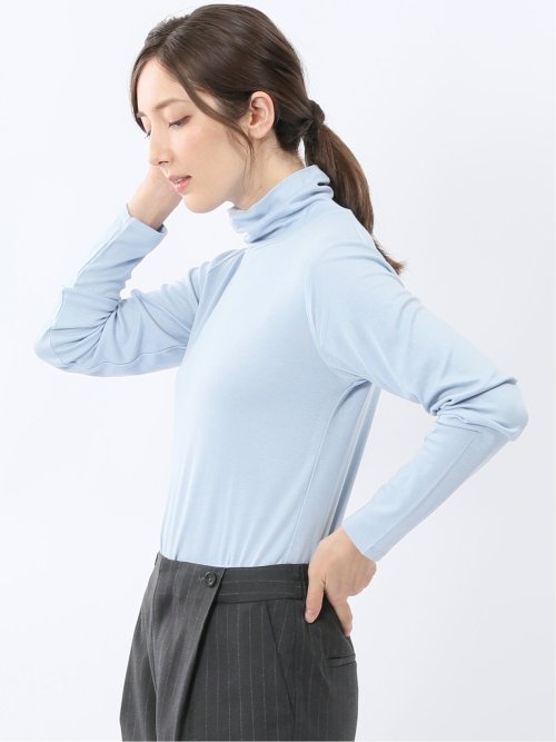 吸湿発熱 シアーテレコ タートルネック プルオーバー